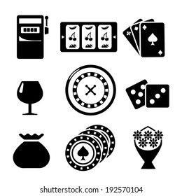 Set icons of casino isolated on white. Vector illustration