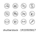 A set of icons of caution for movie theaters and concert halls.
There are icons for no smoking, no eating or drinking, no photography, infection control, etc.