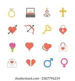 set icons celebration love romance