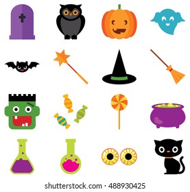 Set of icons celebratory Halloween symbols vector illustration