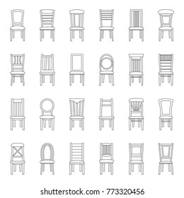 Set of icons of chairs, vector illustration
