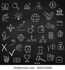 Set of icons. Chalk board. School. Hand drawing. Icon. Clipart. For your design.