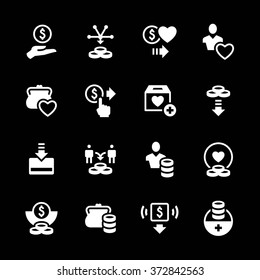 Set icons of charity and donate