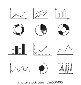 Set icons: chart, graph, diagram. Concept business and finance analytics earnings
