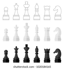 Set of icons of chess pieces, vector illustration