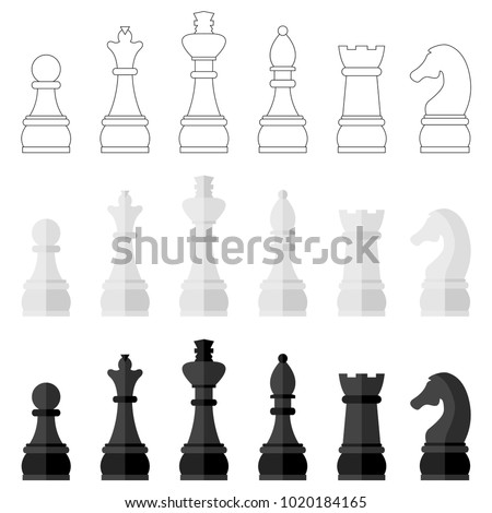 Set of icons of chess pieces, vector illustration