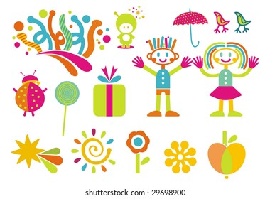 Set of icons for children