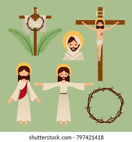 set of icons christianity religious symbol