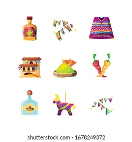 set of icons cinco de mayo on white background vector illustration design