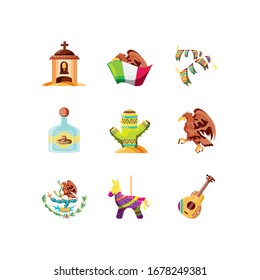 set of icons cinco de mayo on white background vector illustration design