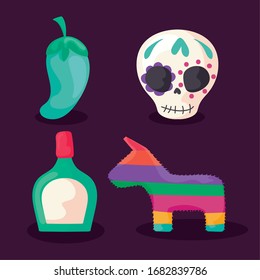 set of icons cinco de mayo vector illustration design