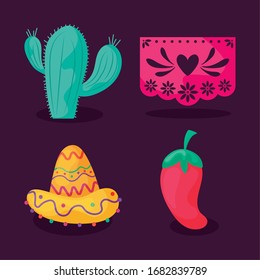 set of icons cinco de mayo vector illustration design
