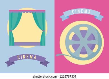 set icons of cinema film