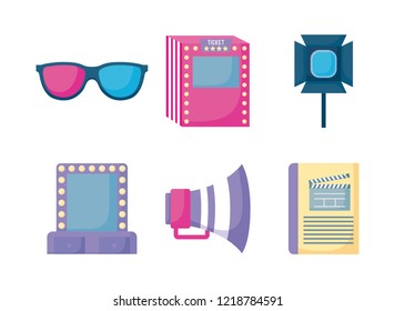 set icons of cinema movie film