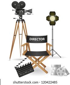 set icons cinematography cinema and movie vector illustration isolated on white background