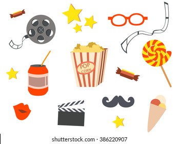 set icons cinematography cinema and movie vector illustration isolated on white background