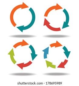 Set icons circle arrows isolated on white background. Cyclical process. Diagram. Circular arrows. Abstract design logo. Logotype art - vector 