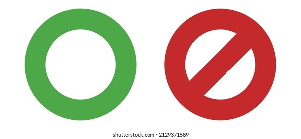 A set of icons of circle and stop sign. Vector.