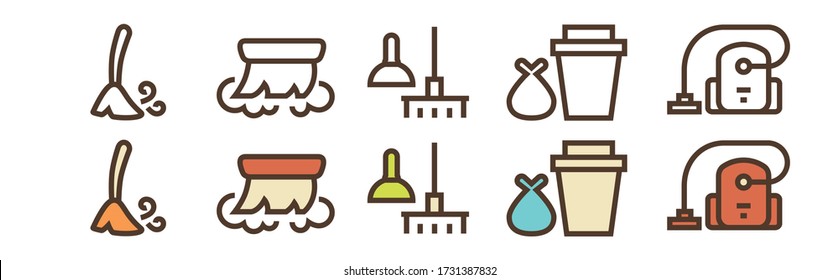 Set of icons with cleaning accessories