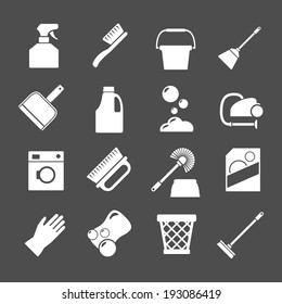 Set icons of cleaning isolated on grey. Vector illustration