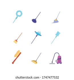 set of icons cleaning on white background vector illustration design