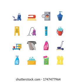 set of icons cleaning on white background vector illustration design