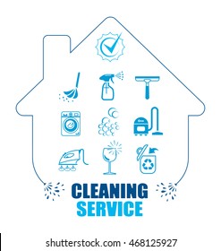 Set of icons for cleaning service. Pictogram vector illustration.
All housework professional assistance.
