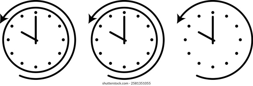 Set of icons with clock and counterclockwise arrows