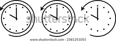 Set of icons with clock and counterclockwise arrows