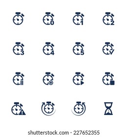 Set of icons with clocks in flat style
