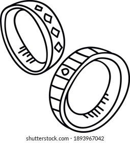 Set icons close-up ring with stone vector.
