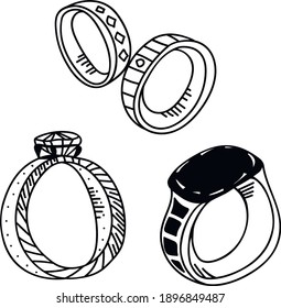 Establece el anillo de cierre de iconos con vector de piedra.