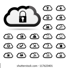 Set of icons in clouds, vector eps10 illustration