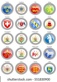 Set of icons. Coat of arms of the Europe.   