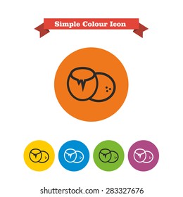 Set of icons with coconuts, with text on red ribbon