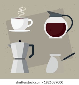 set icons of coffee drink vector illustration design