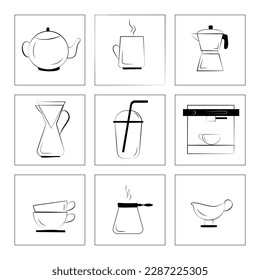 Juego de iconos para una cafetería