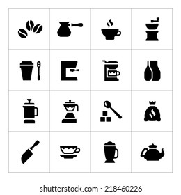 Set icons of coffee isolated on white. Vector illustration