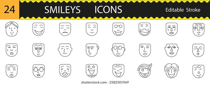 set of icons, collection, smileys
,stroke edits