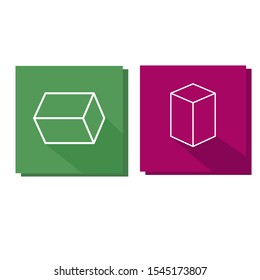 Set of icons in a colored frame with a vertical rectangle and a horizontal rectangle