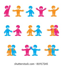 Set of icons - communication. Greetings, negotiation, friendship. Vector collection.