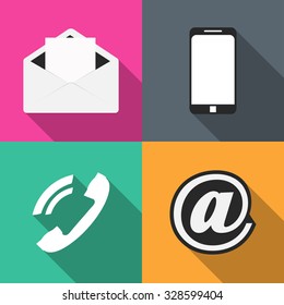 Set icons communication on colored backgrounds vector illustration