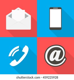 Set icons communication on colored backgrounds  vector illustration