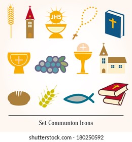 Set icons communion catholic christian