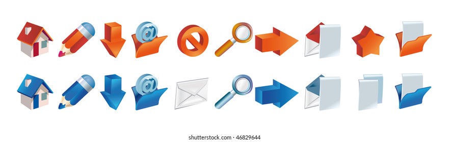 A set of the icons for computer e-mail or forums on white background.