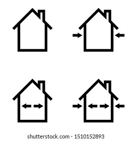 Set icons construction home repair, outdoor and indoor works, vector symbol sign materials for indoor and outdoor repair