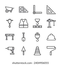 set of icons Construction isolated on white