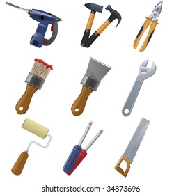 Set of icons with construction tools