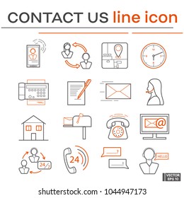 Set of icons, contact us.