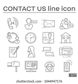 Set of icons, contact us.